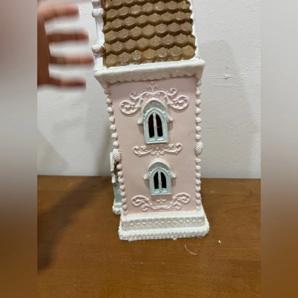 Christmas Gingerbread holiday house village pastel at home decor victorian pink